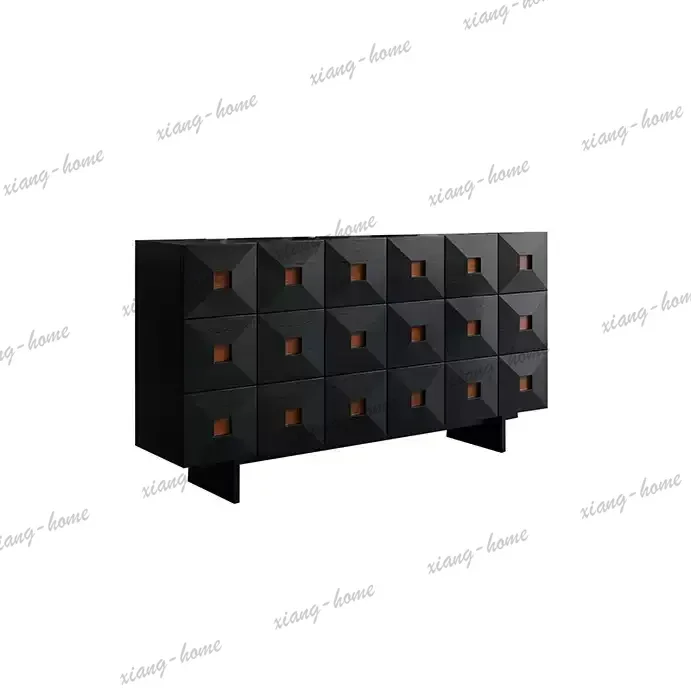 PG black dining side cabinet bedside cabinet six chest cabinets medieval tea cabinet living room storage living room decoration