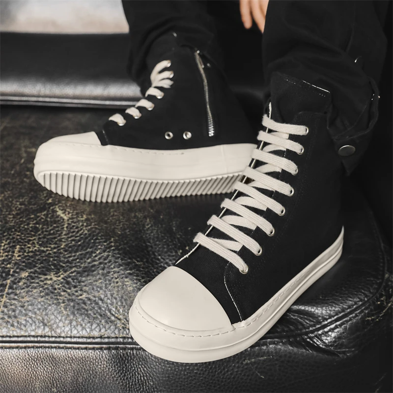 Canvas shoes for women, versatile black high top shoes, new casual board shoes for spring/summer 2024