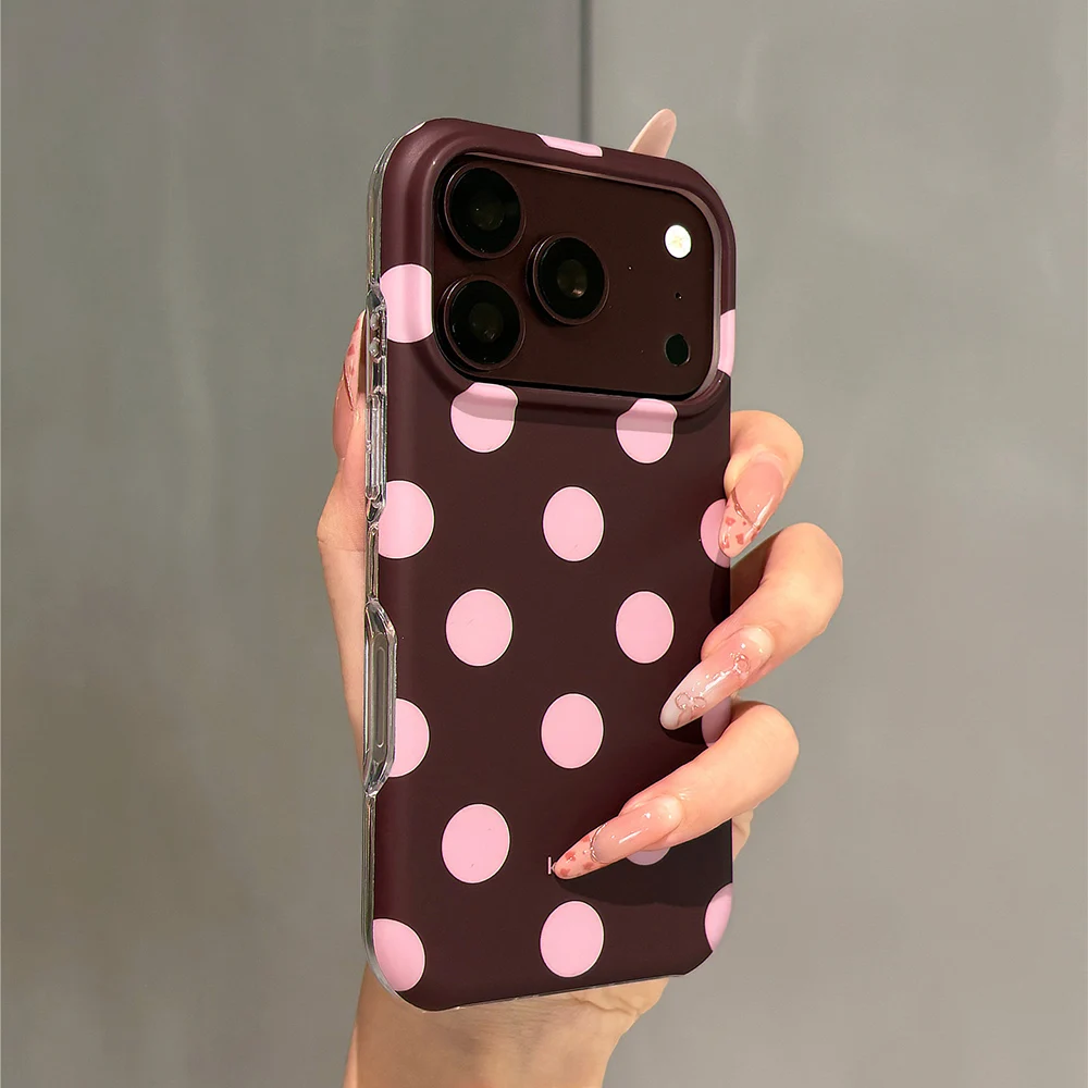 Beliebte Retro-Handyhülle mit großen Polka Dots in Burgunderrot für iPhone 18 Pro Max 17 16 15, stoßfeste Schutzhülle aus IMD TPU – Detail 11