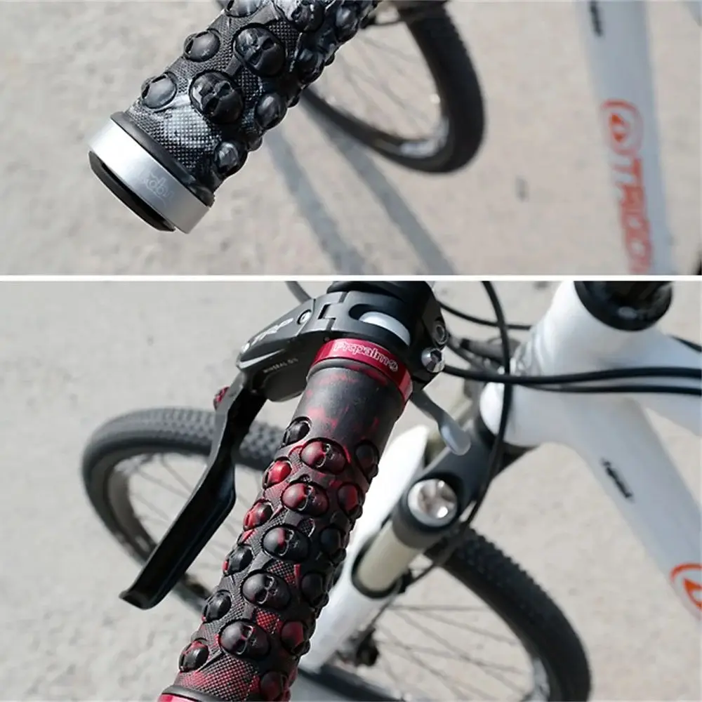 2024 NEW Propalm Skull Bicycle Grips, Mountain Road Bike Handle Bar Grips, Anti-Slip Comfortable Rubber Bike Handlebars HY-702EP