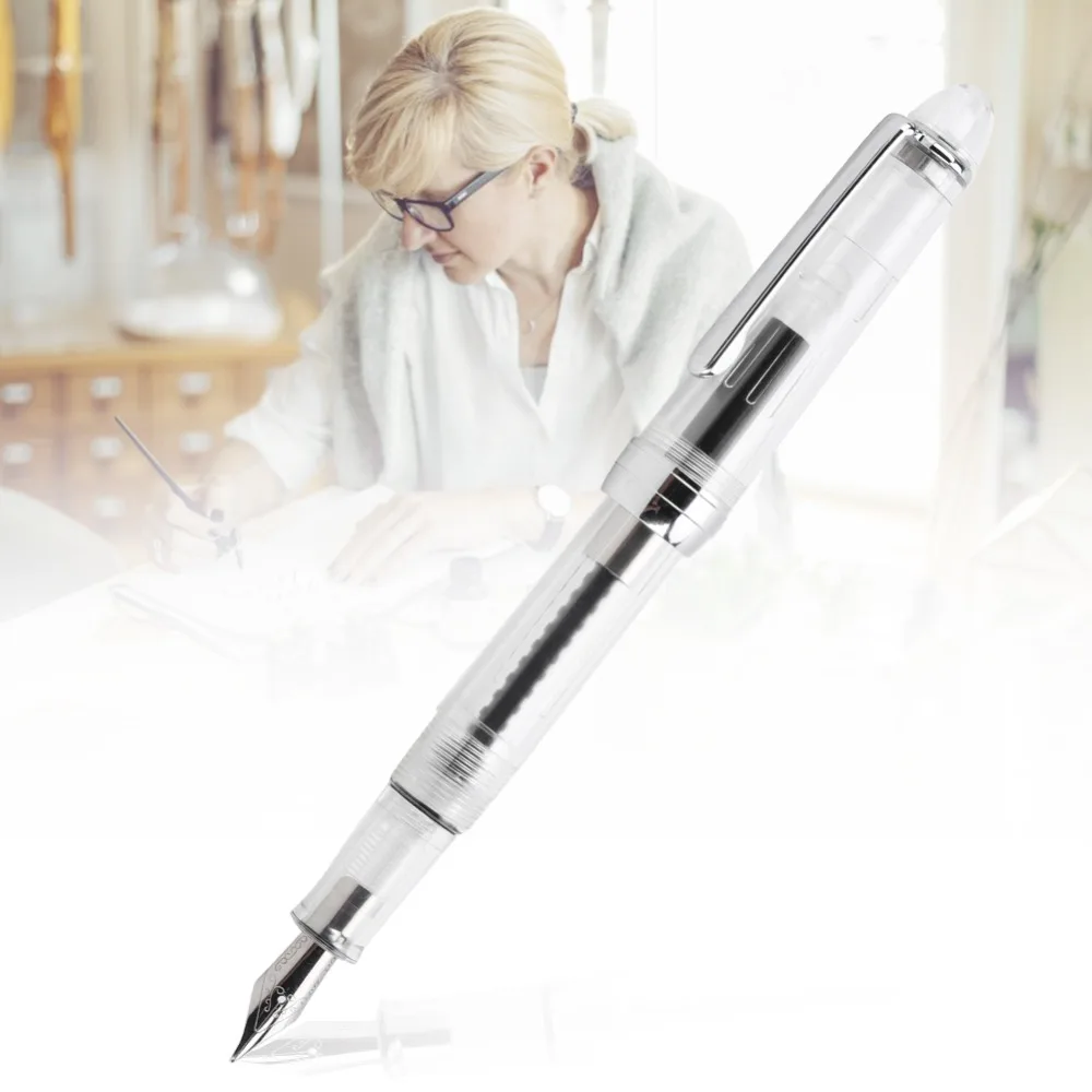 

Прозрачная акриловая перьевая ручка с иридиевым пером, креативный дизайн, для плавного письма, инструмент для письма