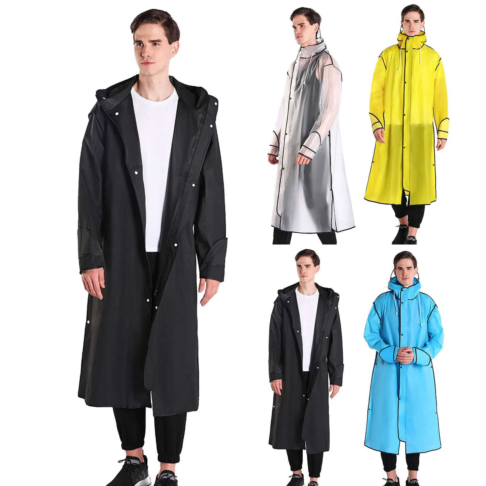 

Men's Waterproof Rain Coat Men Women Hooded Raincoat Reusable Poncho Outdoor Durable Rainwear Outdoor Walking Travel