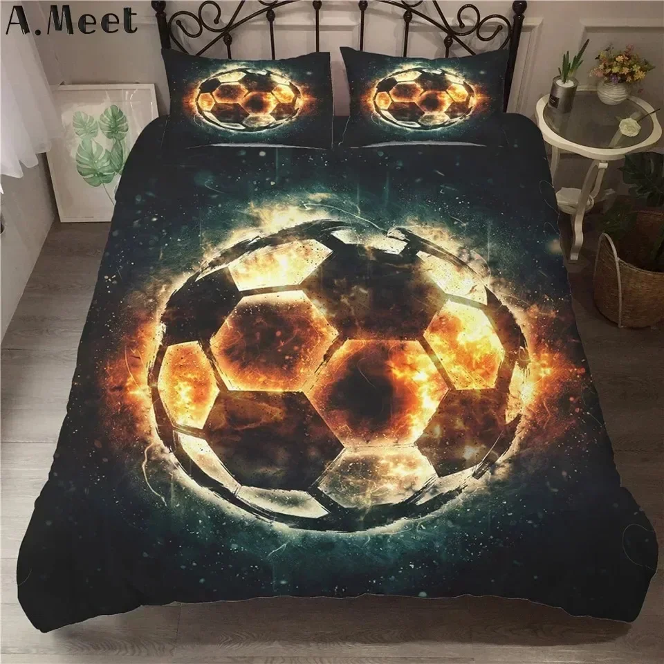 Football Bedding Set Printing Pillowcase Quilt Cover Soccer Duvet Covers Home Textiles Queen King Size Sport Theme Quilt Cover 2