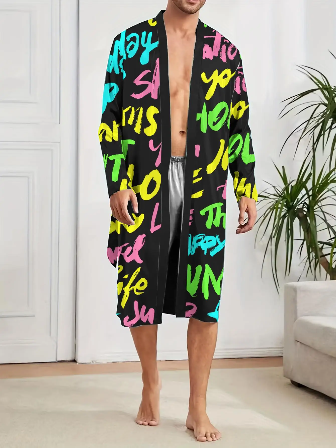 1pcs Men's Robes 2026 Spring/Summer robe Bathrobe man Robe man Men's bathrobe 3D Printed Breathable sleepwear Graphic