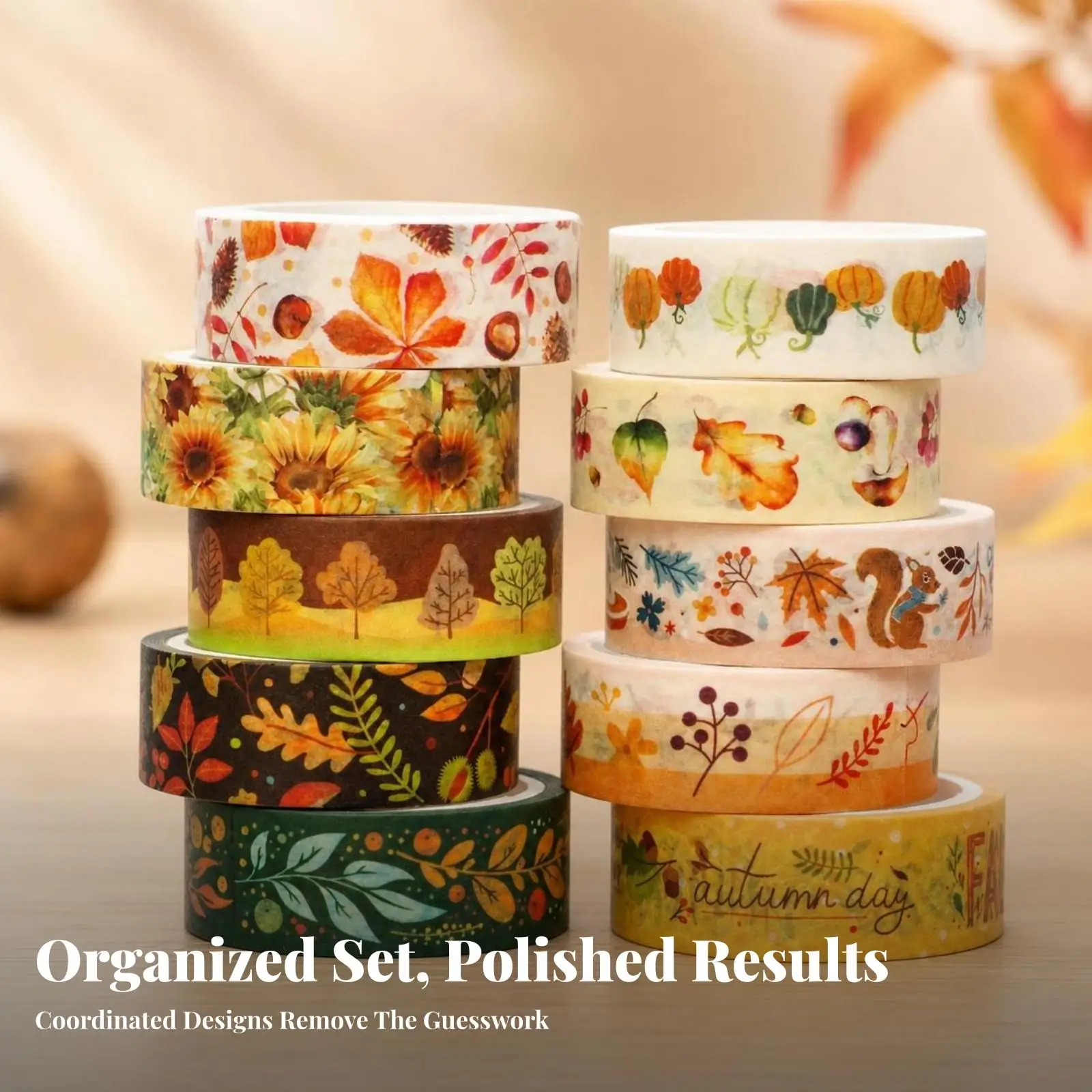 Cute Washi Tape Sticker Roll Autumn Theme Adhesive Decorations for Scrapbooking Planner Diary Crafting