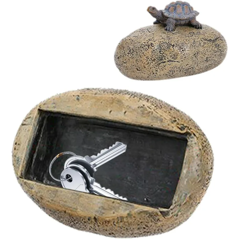 For Home Garden RV Spare Keys Safes Free Gift Zipper Bag Rock Stone Shape Key Safe Box Hidden Storage Compartment