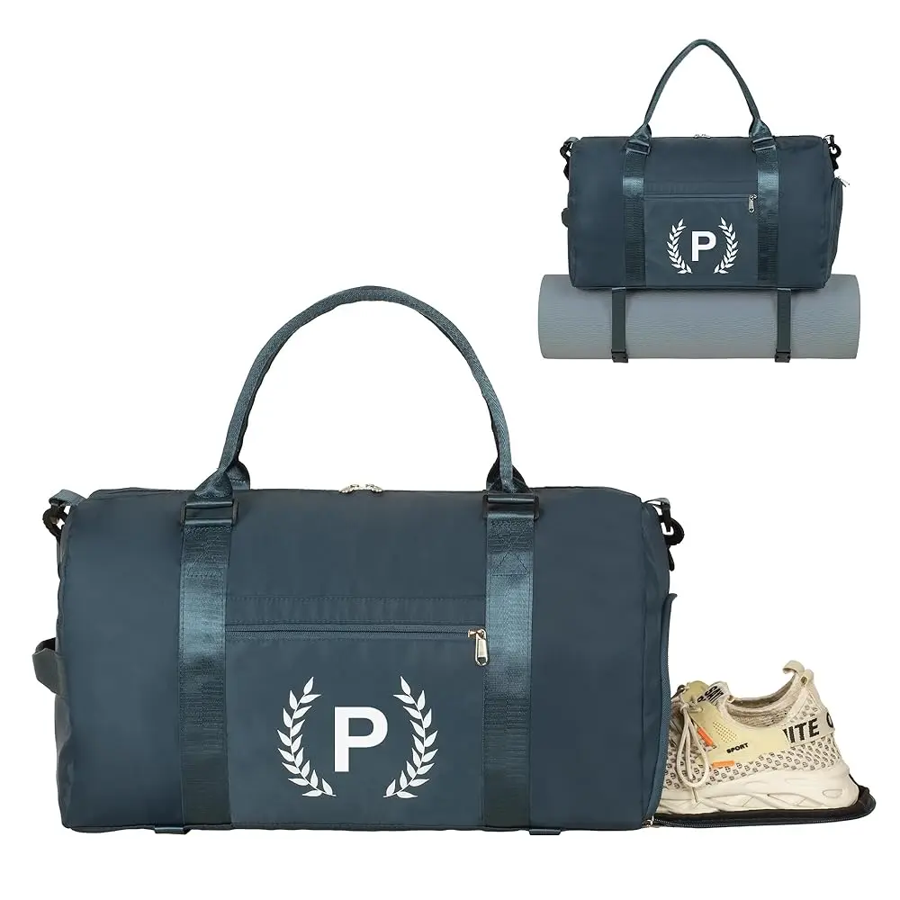 Gym Bag with Shoe Compartment - Personalized Monogrammed Duffle for Sports, Travel, and Workout with Initials
