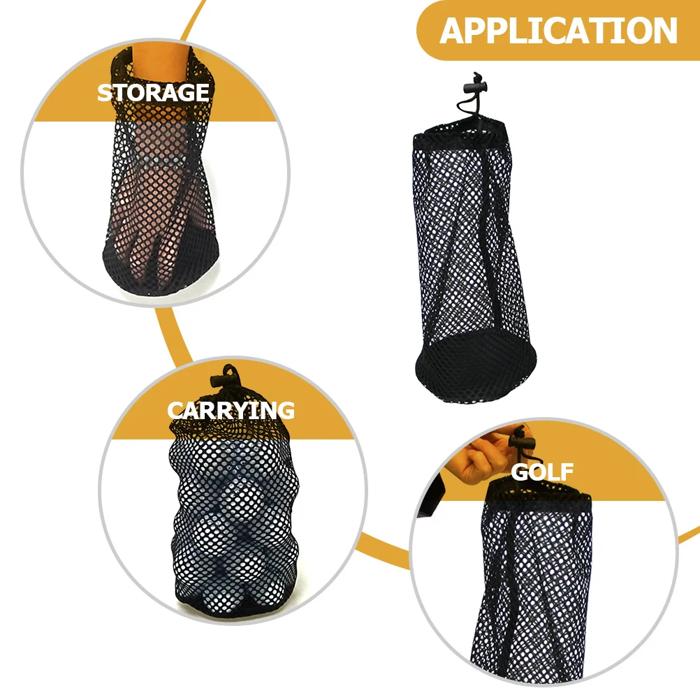 

Wear-Resistant Drawstring Golf Ball Bag Tennis Ball Storage Pouch Large Capacity Mesh Holder Portable Easy Carry Sports
