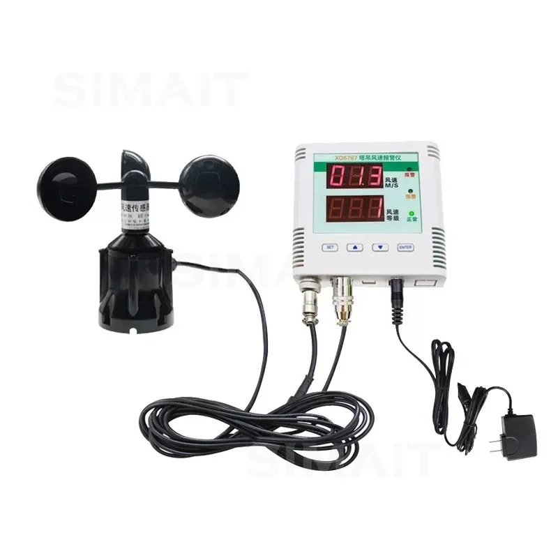 APP Wireless Tower Crane Anemometer, RS485 Wind Speed Sensor with Digital Display & Over-speed Alarm