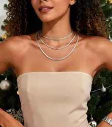 3mm 5mm Flat Snake Chain Necklaces for Woman 316L Stainless Steel 12/15/18inches Stackable Chains Necklaces for Girls