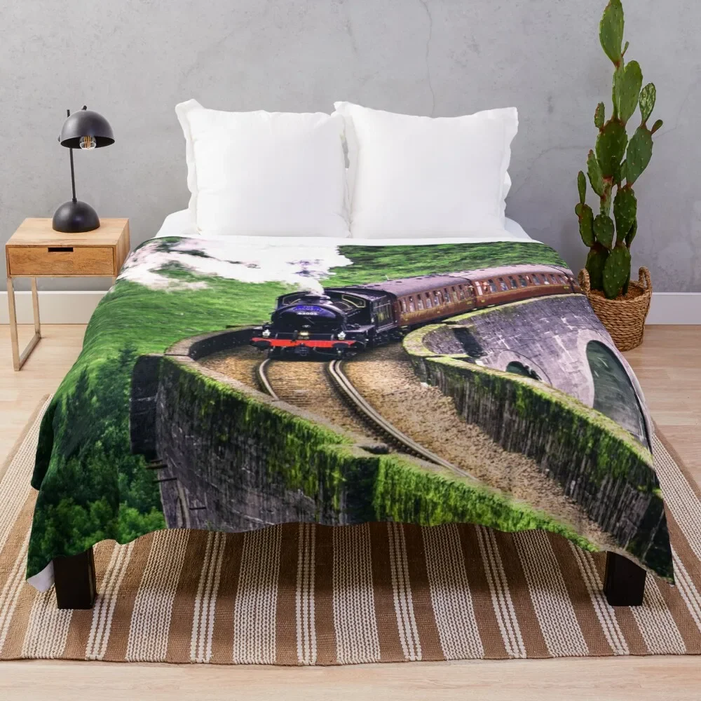 

Locomotive Train on Bridge Throw Blanket sofa bed Retros Blankets