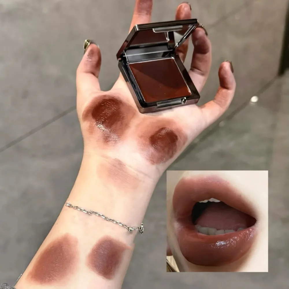 Creme fosco lama labial clareamento vermelho escuro marrom névoa veludo batom lábio bochecha dupla utilização geléia enchimento gloss blush creme matiz maquiagem