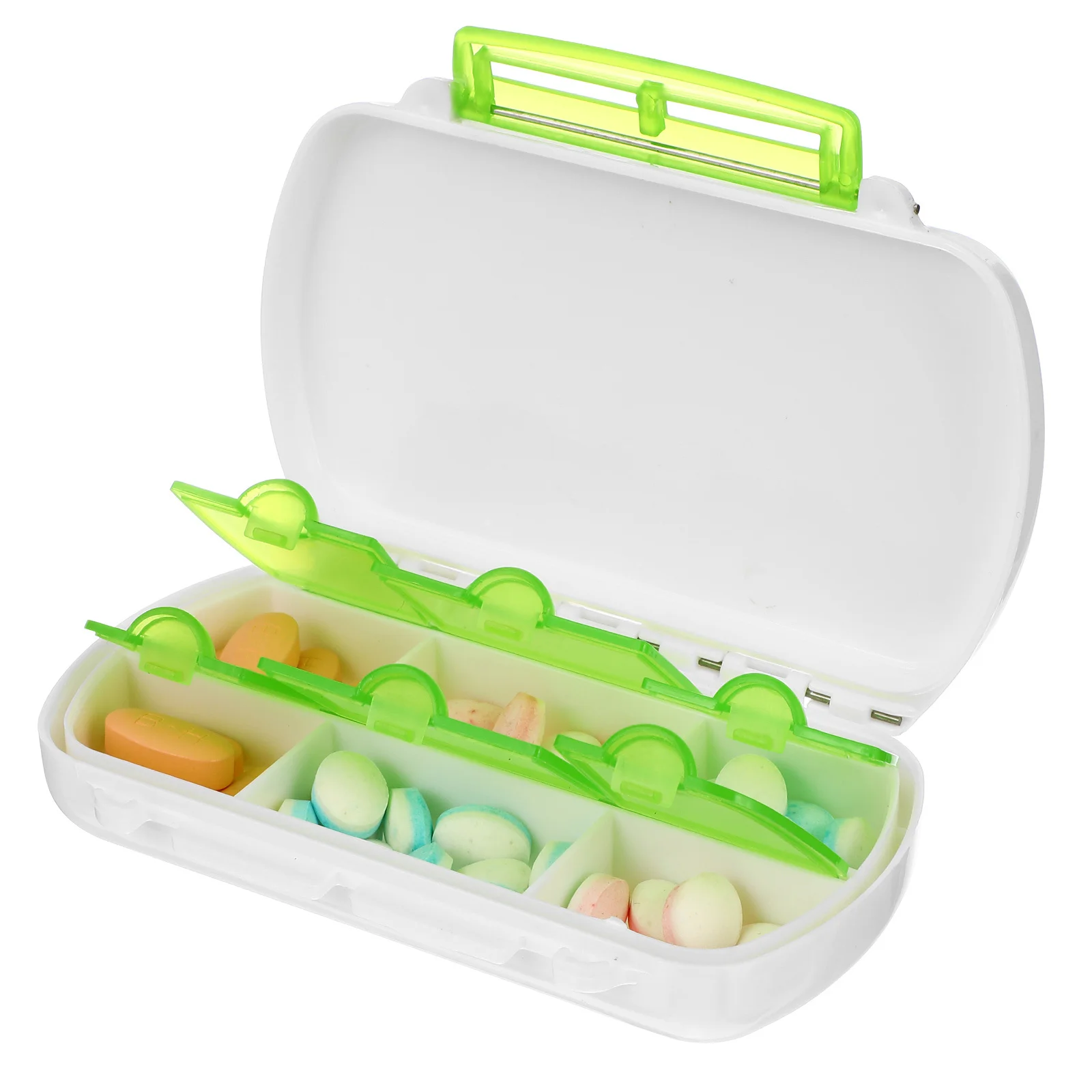 

Portable 6 Slot Pill Organizer Box Green Weekly Medicine Holder Travel Vitamin Dispenser for Home Office Elderly Reminder