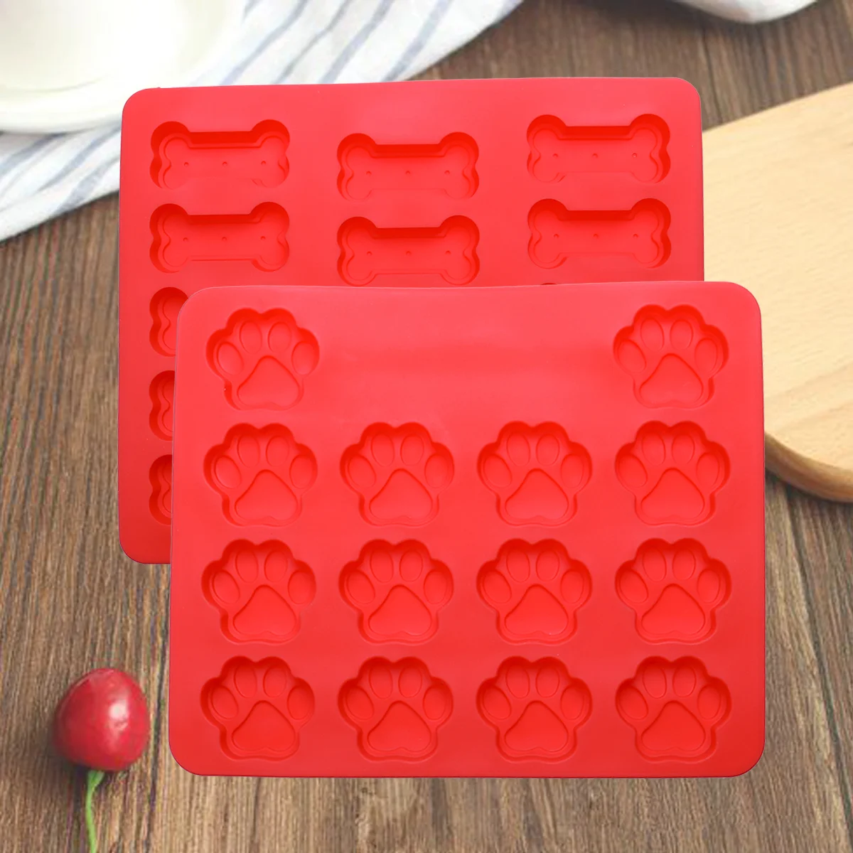 

2pcs Dog Bone & Footprint Cookie Bake Mold No Stick Siliconce Cake Mold Molding Dog Bone Cake Mold Dog Paw Cake Mold