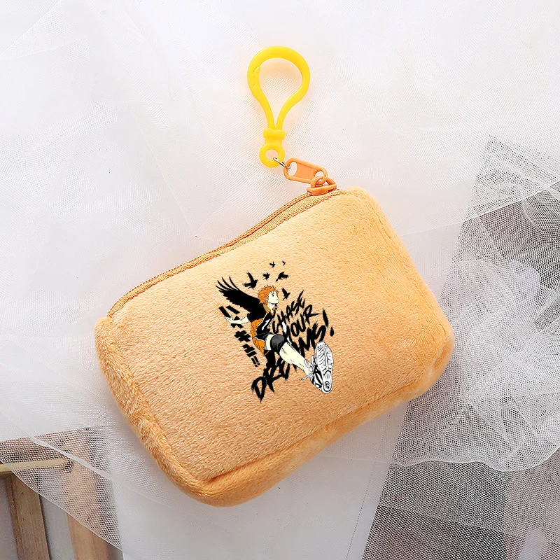 Haikyuu Coin Purse Anime Cartoon Storage Pouch Orange Square Wallets Men Women Kid Key Card Holder Handbag Pendant Birthday Gift