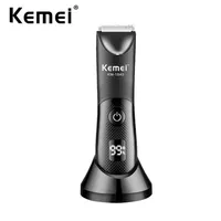 Kemei Hair Trimmer Private Area Hair Remover Electric Hair Shaving Machine IPX7 Waterproof LED Display Bikini Shaver KM-1840