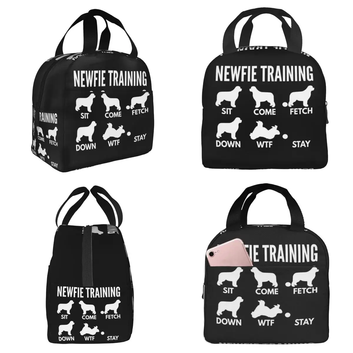

Сумка-холодильник Newfie Training - Newfoundland Dog Tricks для женщин, термосумка для еды, офисный ланч-бокс