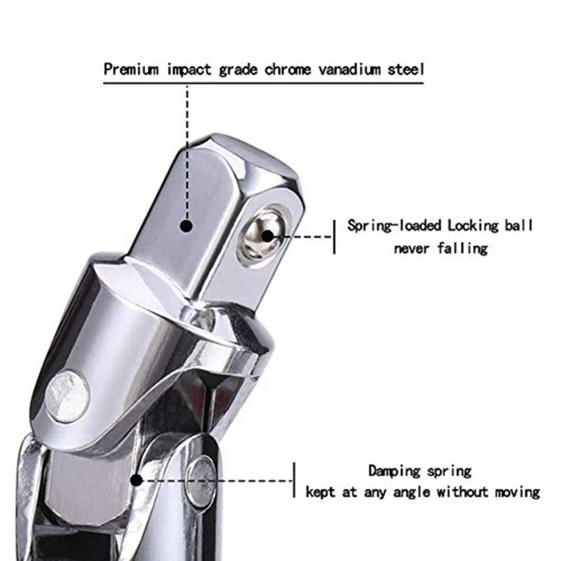 3PCS Universal Joint Set Ratchet Angle Extension Bar Socket Adapter Manual And Pneumatic Bendable Adapter Socket Tools