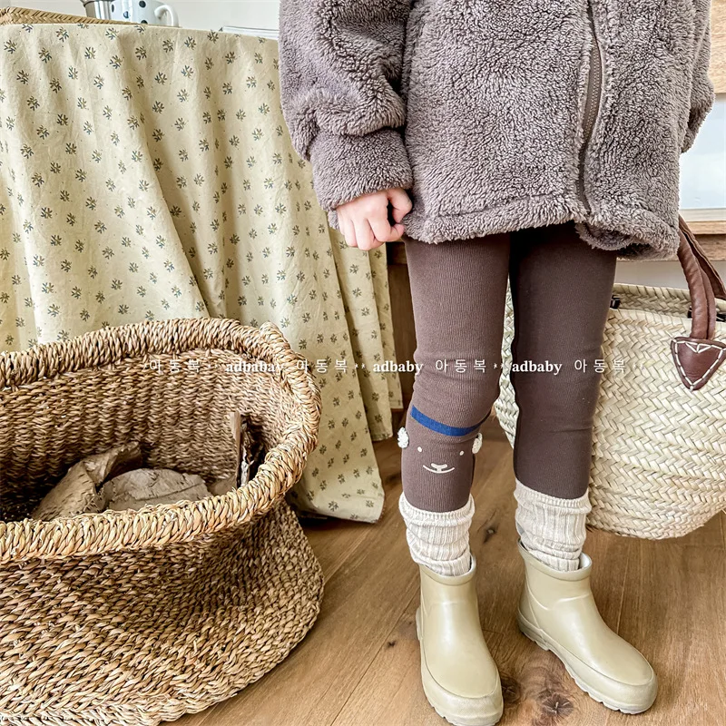 Winter New Baby Girls Fleece Leggings Cotton Infant Warm Cartoon Tights Toddler Plus Velvet Thick Casual Pants Children Trousers