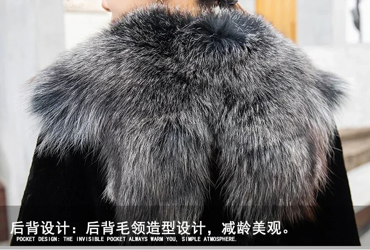 Fashion Natural Sheepskin Fur Jacket Winter Coat Women High Quality Fox Collar Wool Fur Coat Women Clothing Casaco Feminino Zm