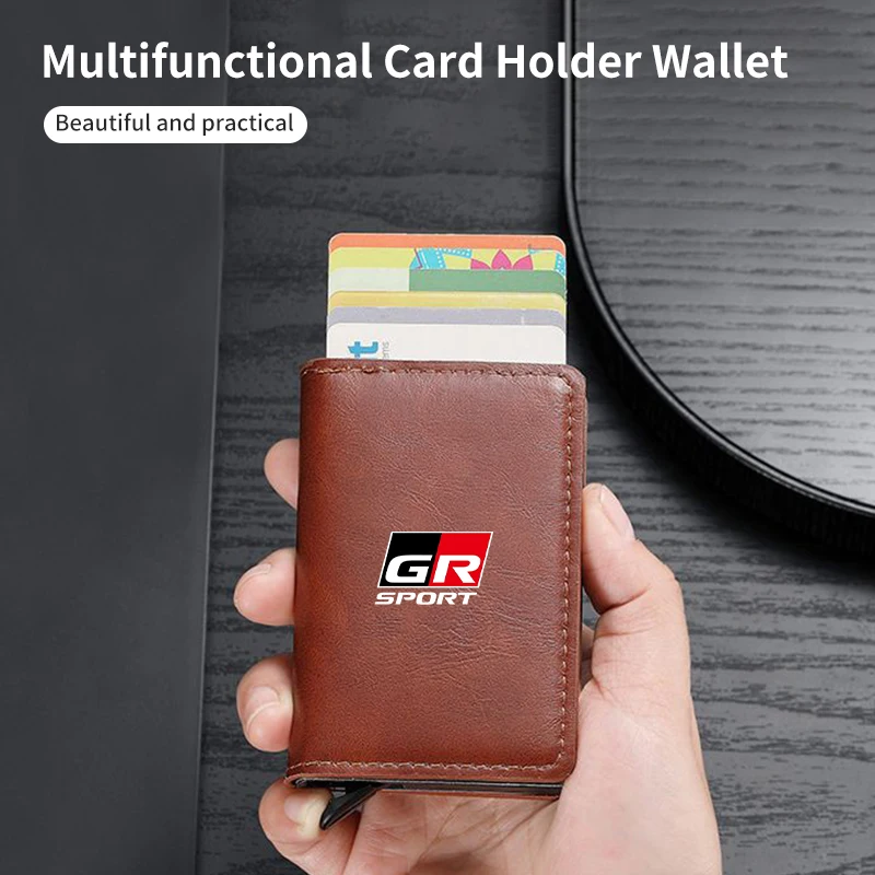 Leather Car Men's Wallet Case ID Credit Card Holder Purse For Toyota GR Sport Gazoo Racing Yaris 86 Corolla Hilux Supra Camry