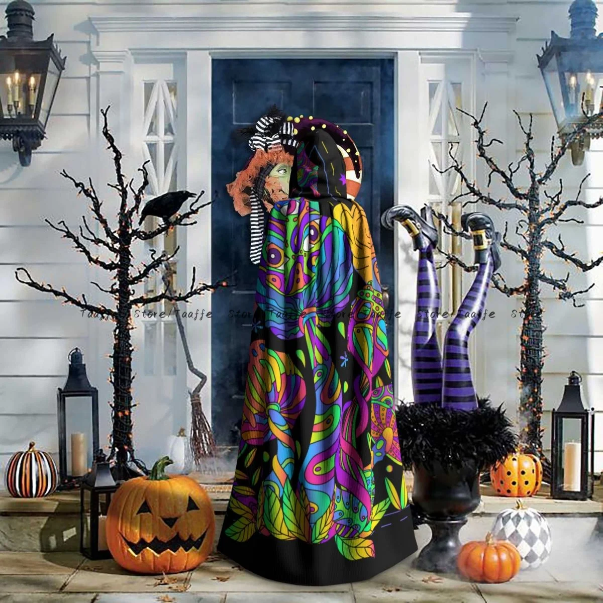 

Trippy Mushroom Composition Witch Cloak Hooded Cosplay Costume Halloween Adult Long Party Cape