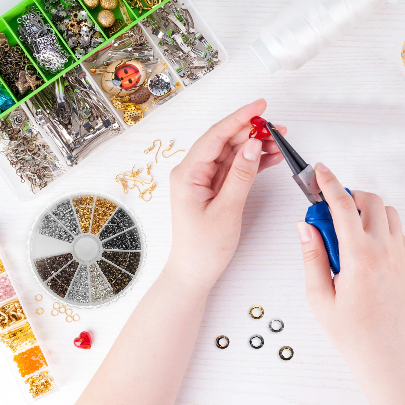 

Box DIY Craft Beads Large Hole Metal for Jewelry Decor Creative Gifts Large Hole Spacer Beads Decorative Spacer Bead