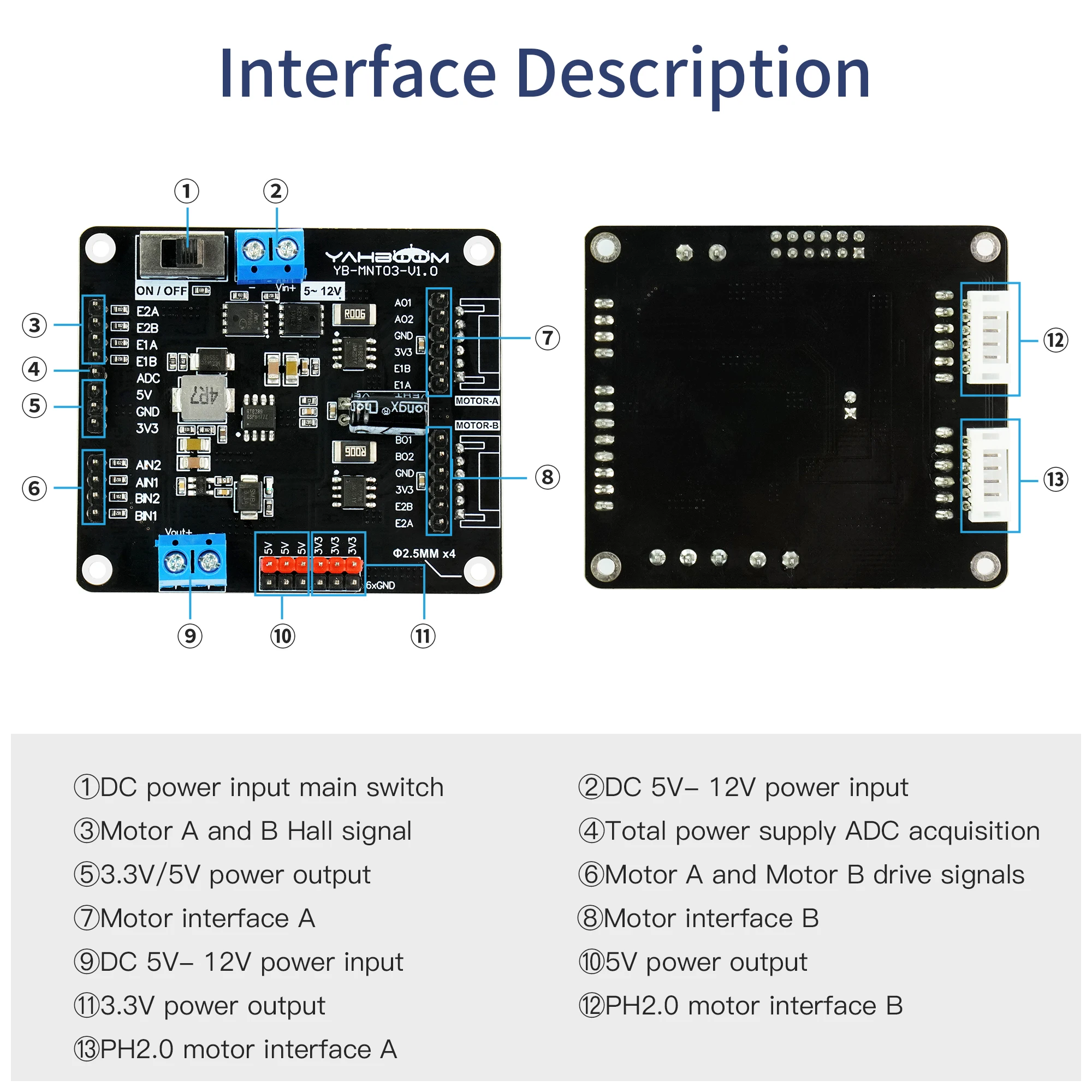 Yahboom H-bridge Dual Motor Drive Board Electronics Module with AT8236 Chip Support 5-12V Voltage TB6612FNG Module For Robot Car