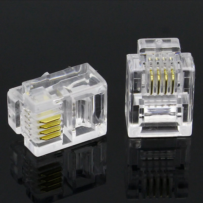 10/20/50/100pcs 4P 6P 8P Cable End Connectors Plugs telephone connector internet connector RJ9 4P4C RJ11 6P6C RJ45 8P8C Crystal