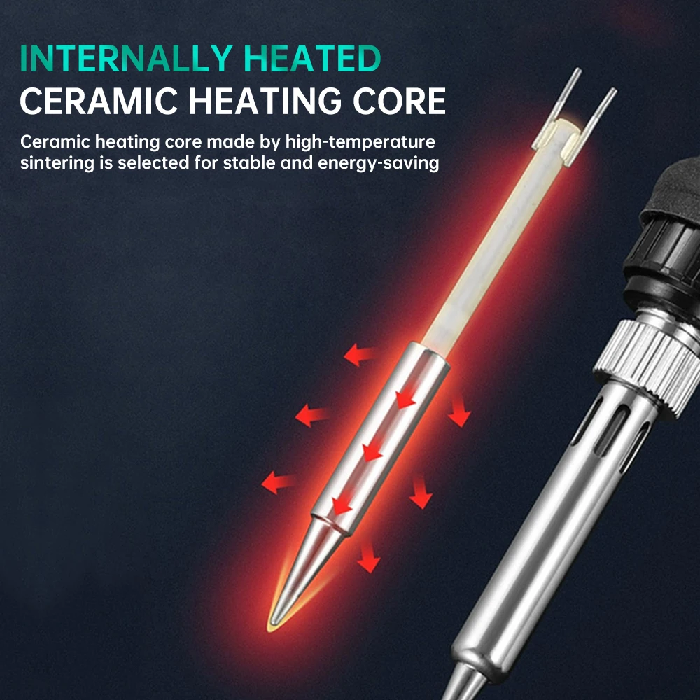 Imagem -05 - Ferro de Solda Elétrico com Temperatura Ajustável 110v 220v 60w Solda Ferro Tin Welder Heat Pencil Welding Repair Tool