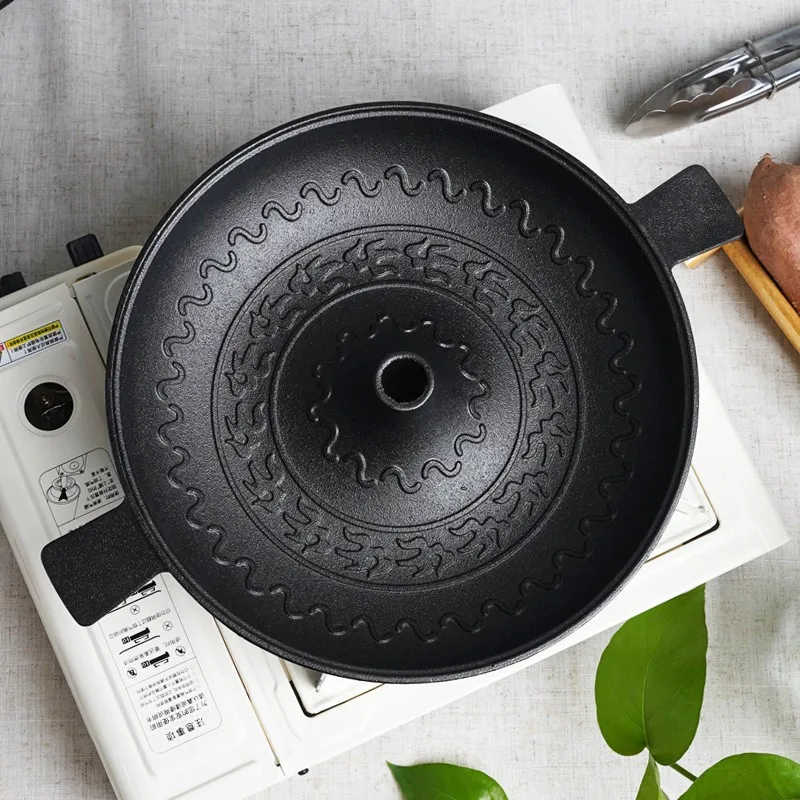 

Очень толстая чугунная жаровня, винтажный гриль с текстурой и крышкой, комбинированная плита для сладкого картофеля и барбекю, портативный набор для приготовления пищи на открытом воздухе