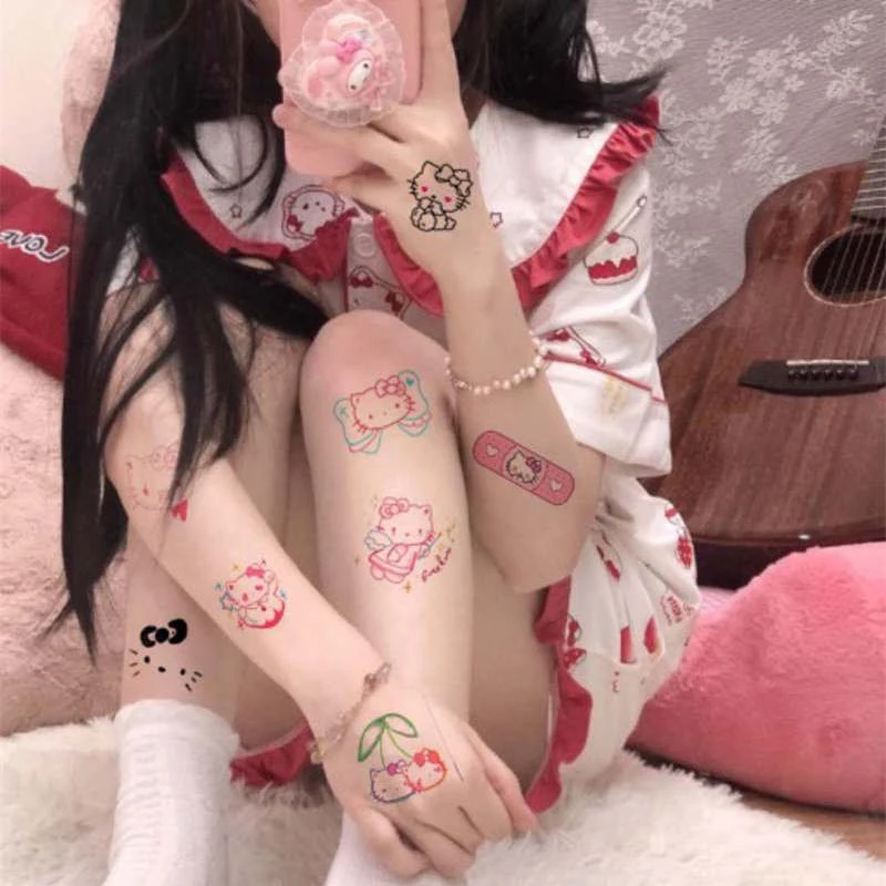 

Sanrio Cute Waterproof And Durable Color Tattoo Arm Sticker Cartoon Characters Hello Kitty Children Temporary Tattoos Decal