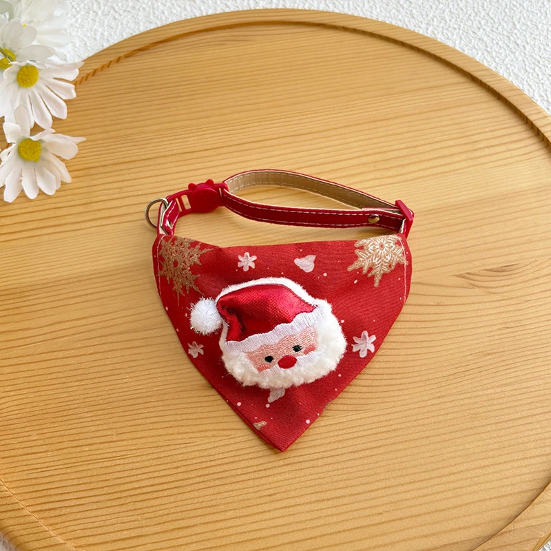 Modisches Weihnachts-Halstuch für Haustiere, verstellbares dreieckiges Halstuch, Speicheltuch für Hunde und Katzen, Halstuch mit Ring, Zubehör – Detail 7