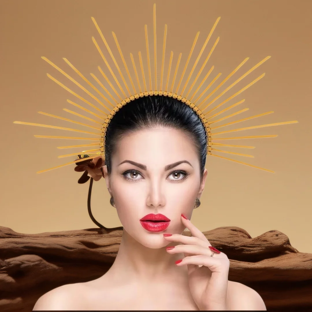 

Gold Halo Crown Sun Halo Headband Wedding Crown Halloween Hair Accessory Gold Headpiece for Party Costume