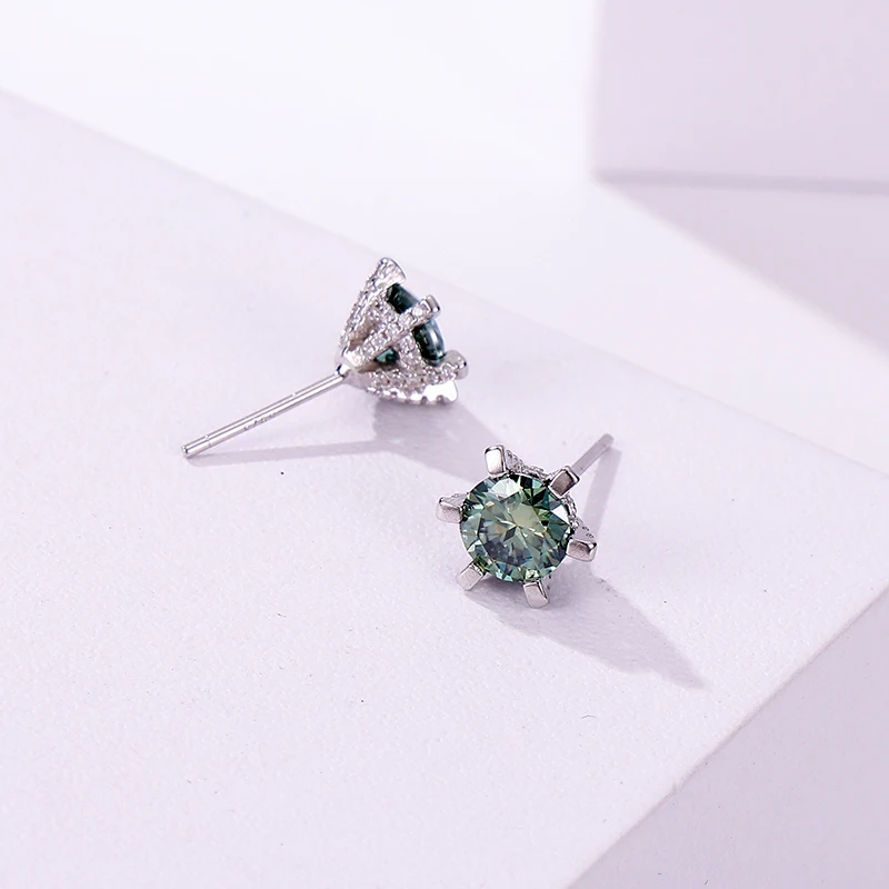 JoyceJelly S925 Silver Jewelry 1ct D Color VVS 3EX Cut Moissanite Earrings For Women Full Diamond Ear Studs Simple Daily Wearing