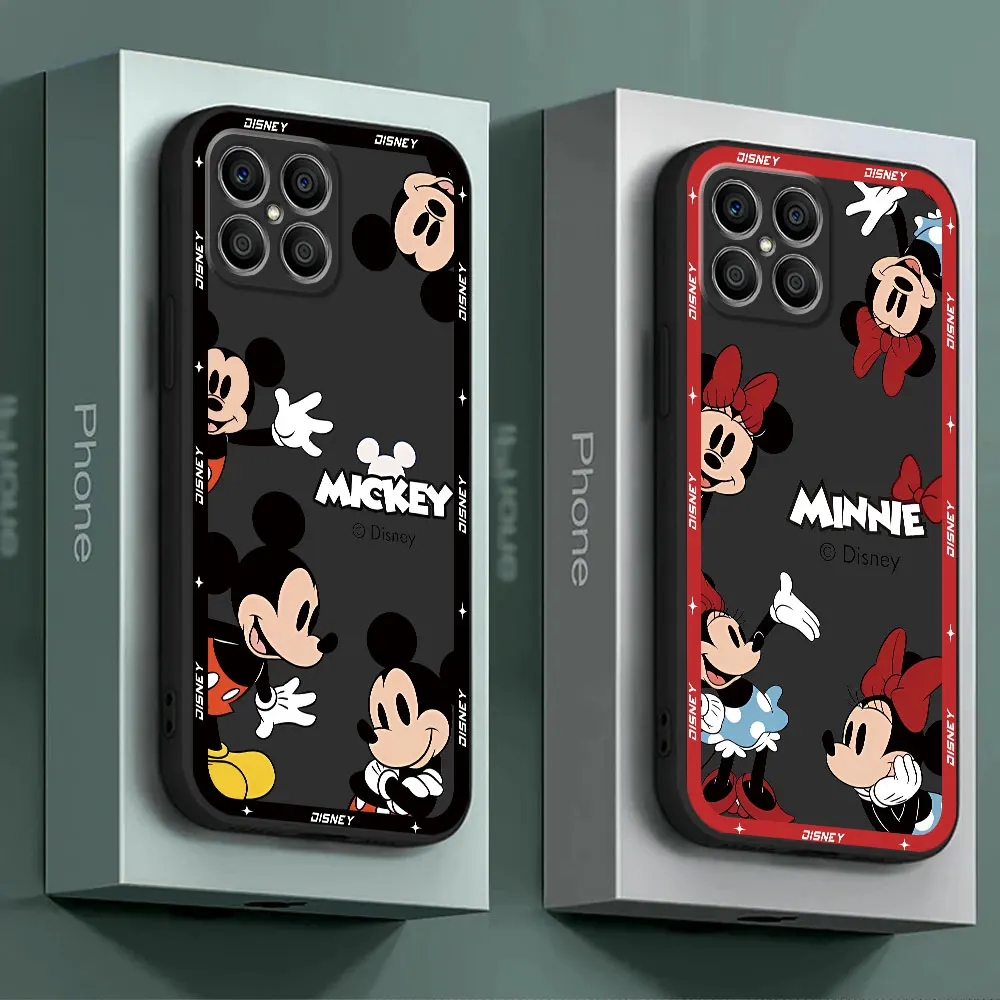 Luxury Black Soft Disney Mickey Minnie Mouse Phone Case for Honor X8a 90 Pro X6a X9a Magic5 Lite X7 8X 70 X8 X6 Magic5 Cover