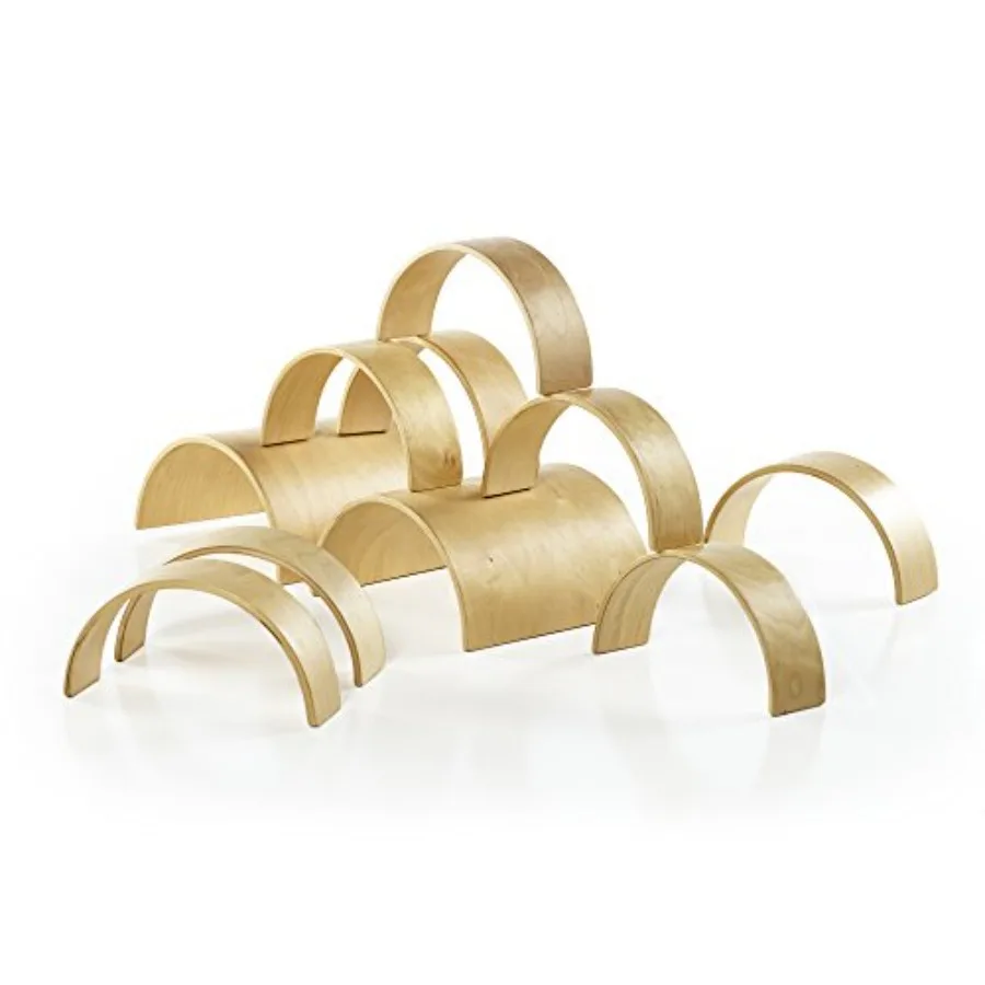 

Arches and Tunnels: Set of 10 Includes 2 Tunnels and 8 Arches, Educational Stacking Blocks Play Set for Kids