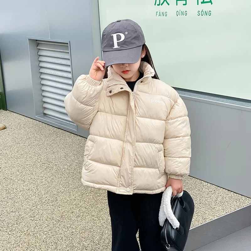 3-10Y Children's Parkas Autumn and Winter Boys Girls Coats Solid Color Long Sleeve Zipper Outerwear Kids