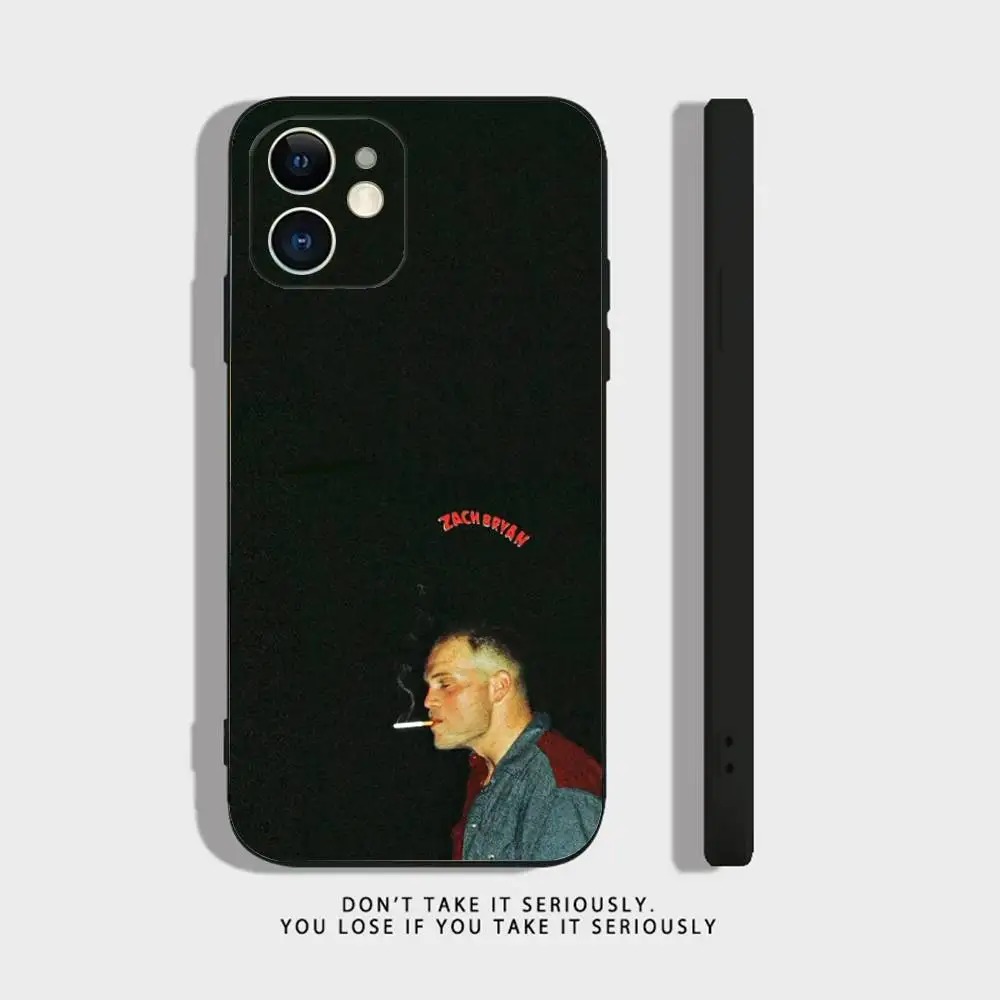 حافظة هاتف Singer Z-Zach Bryan لهاتف iPhone 16,15,14,13,12,11,Pro,X,XS,Max,XR,Plus,Mini Soft Silicone Black مقاومة للصدمات من مادة TPU