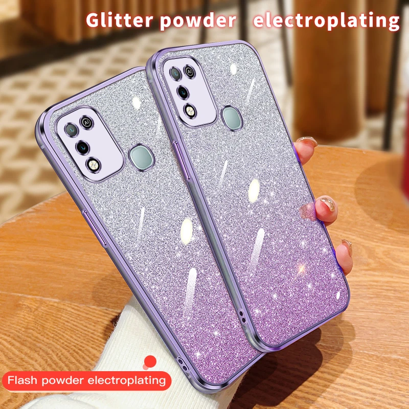 Glitter 6D Plating Case for Infinix Hot 10 11 Play Soft Silicone Protection Cute Phone Cover InfinixHot10Play X688C X688B Coque