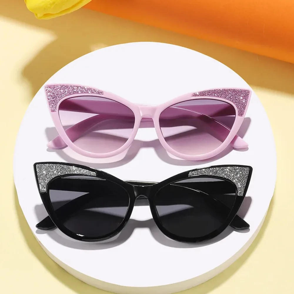 2025UV400 Baby Outdoor Sonnenschutz Sonnenbrille Kinder Neue Dünne Glänzende Patch Katze Ohr Candy Farbe Niedlich