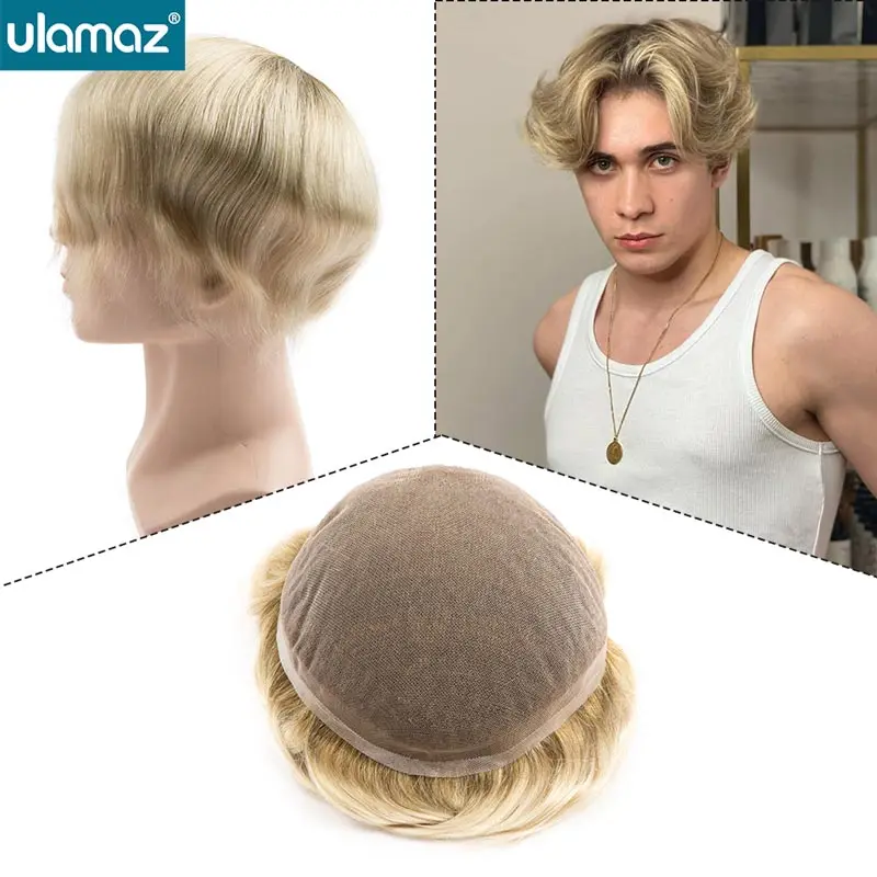 

Man Wig Human Hair Full Lace Wigs French Lace Hair System For Men Capillary Male Hair Prosthesis Lace Wig Double Knot Hair Piece