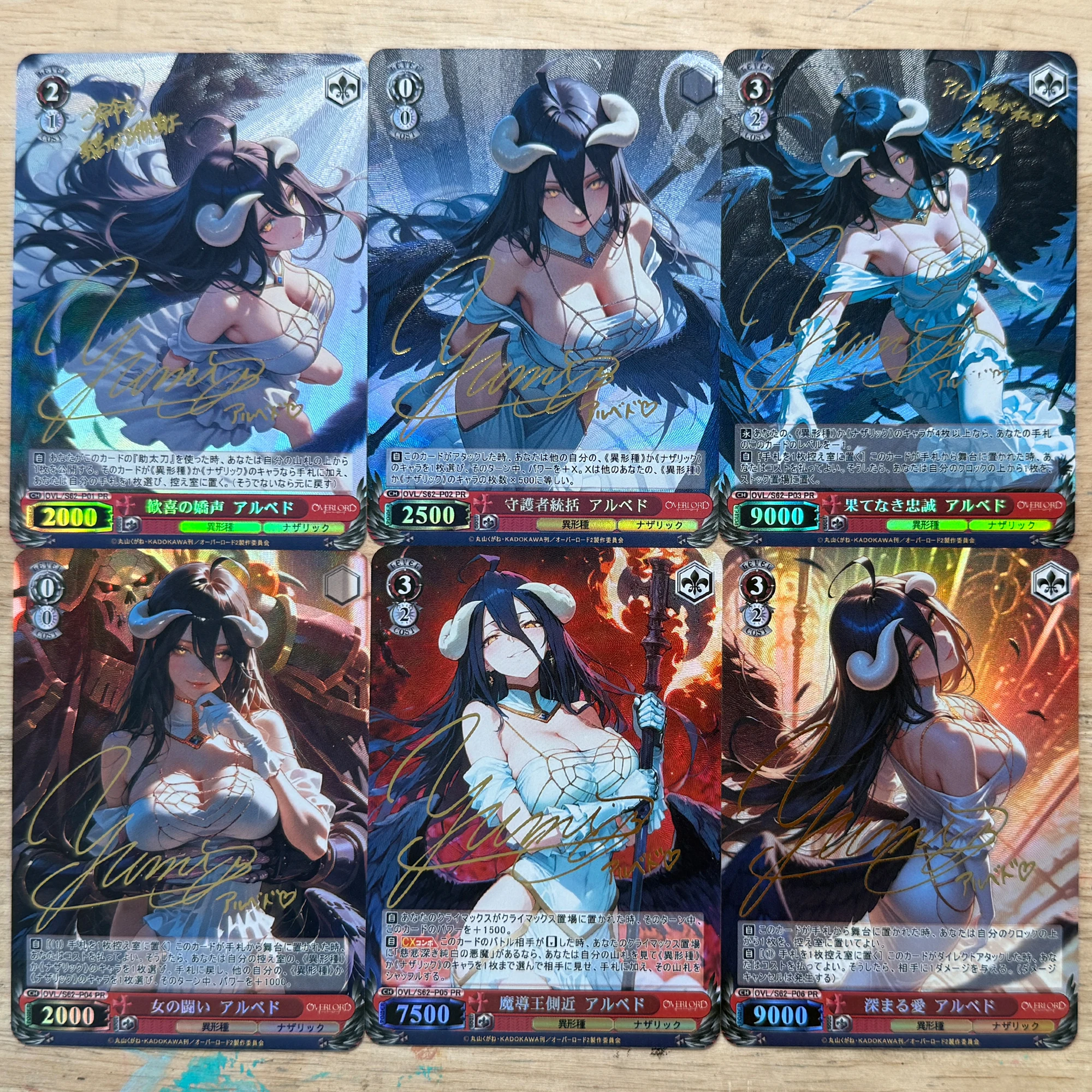 

6 шт./компл. Diy Self Made Overlord Albedo Series Gold Hot Signature флэш-карта классическая игра аниме коллекционная карта подарочная игрушка