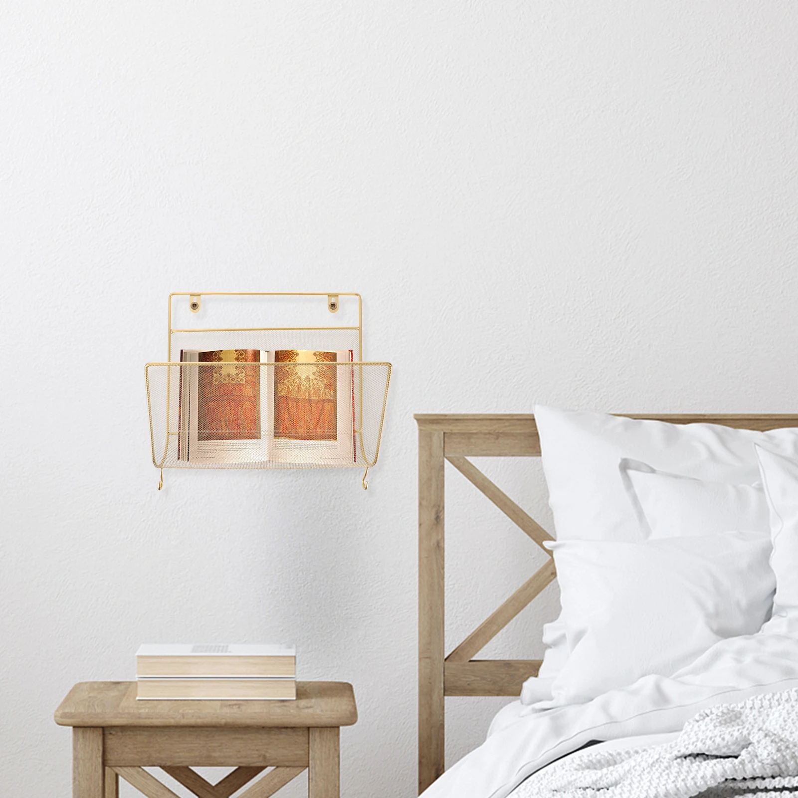 

Настенная полка для журналов, органайзер для файлов, полка для хранения, железный настенный держатель для книг, домашний офис, декоративный простой стиль, большой