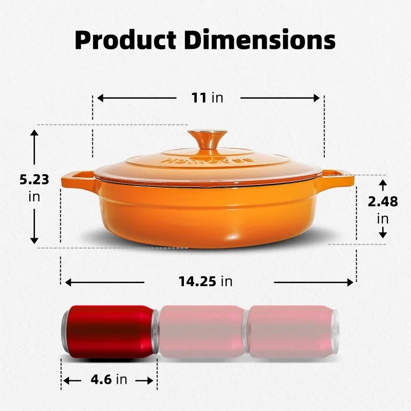 Enameled cast iron 28cm non-stick Dutch baking pan with lid and handle, pre-seasoned, oven-safe