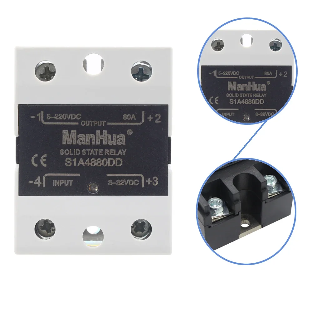 ManHua SSR 80A/100A/120A 3-32VDC Input 5-220VDC Output Single Phase DC to DC SSR Solid State Relay Module