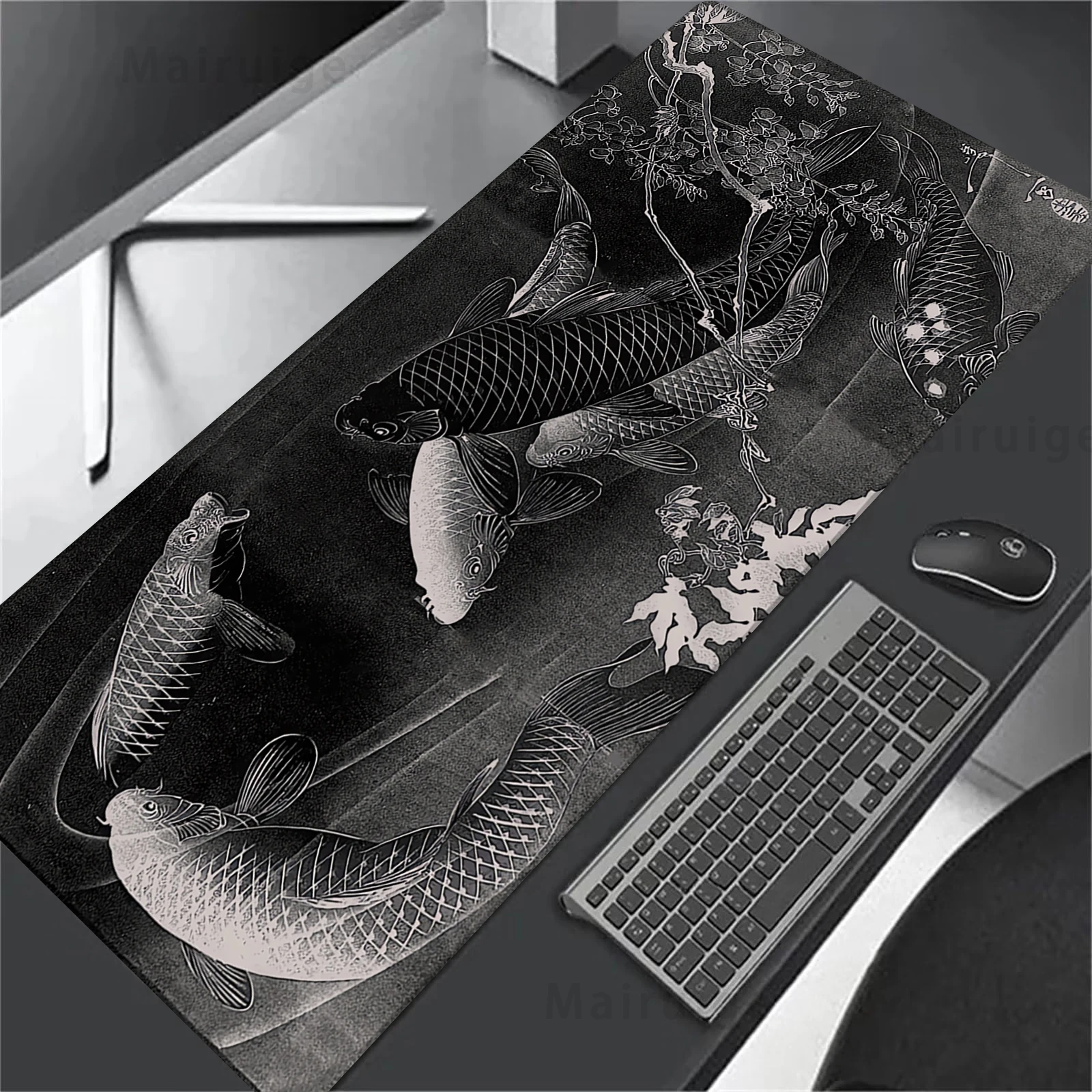 Yin Yang Gaming Mouse Mat, Fish Office, preto e branco computador Mousepad, tapete de mesa para gamer portátil, Playmat