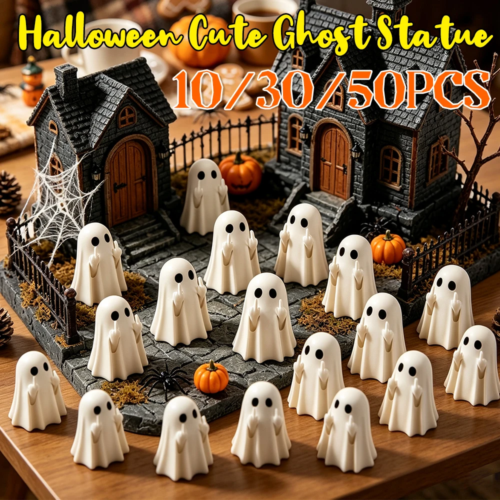 Halloween Middle Finger Ghost Statue Small Halloween Decor for Home Centerpiece for Coffee Table, Adorable Horror Figure