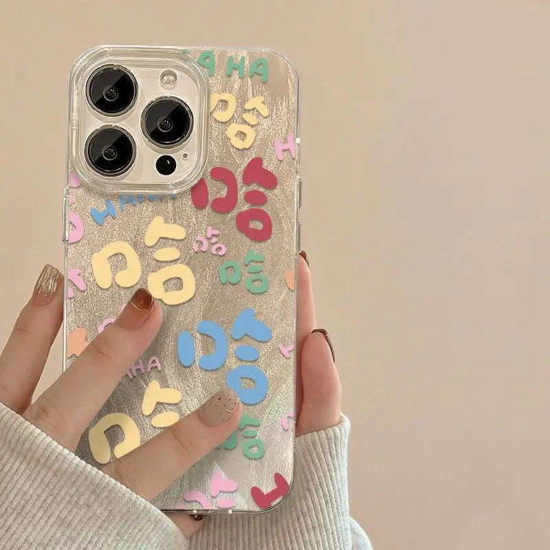 

Phone Case For iPhone 16 15 14 13 12 11 8 7 X XS XR Mini Pro Max Plus New INS Chinese Style Color Haha Pattern Protective Cover