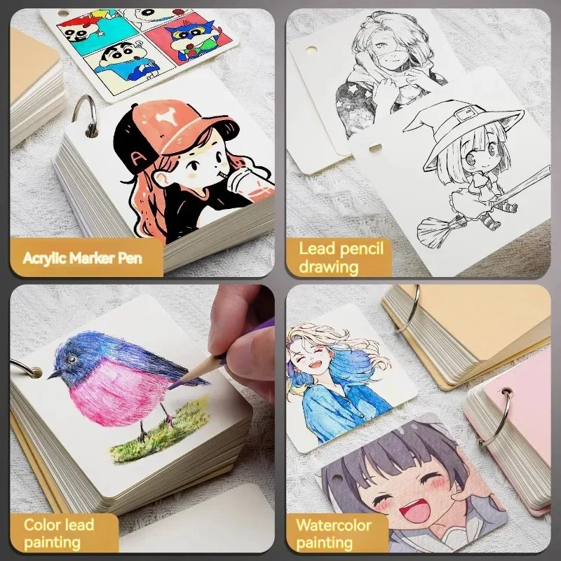 1pc caderno portátil folha solta bloco de notas bolso bloco de notas anel nota pegajosa estudante kawaii papelaria em branco mini cartão de índice em branco